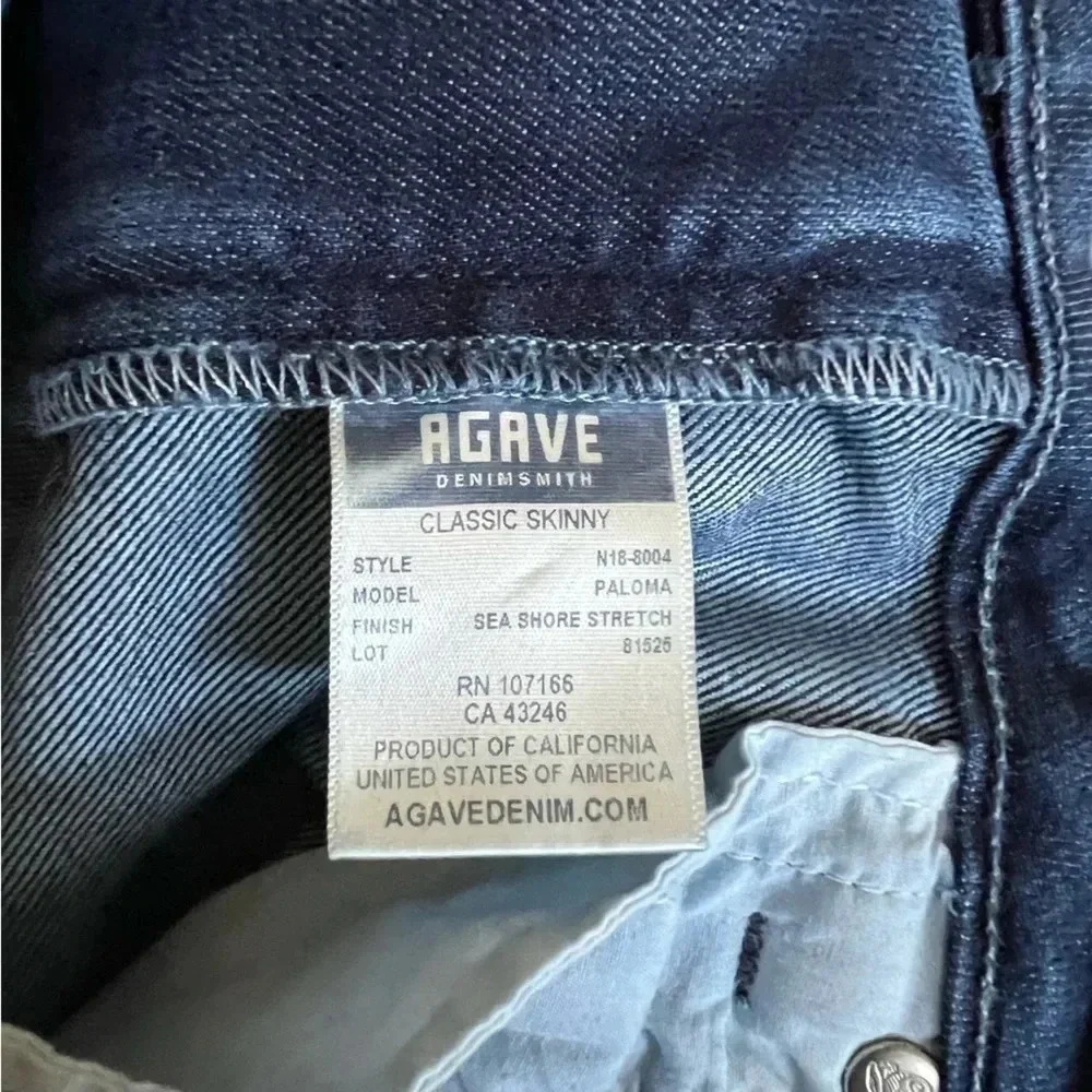 Agave Denim Paloma Classic Skinny in Seashore Stretch finish women’s size 29